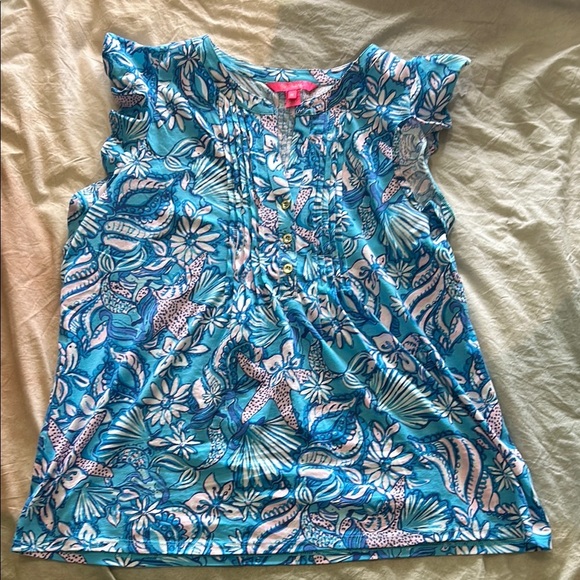 Blue Floral Sleeveless Top - Picture 1 of 4